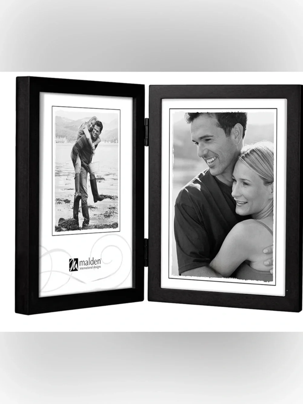Malden Black 8X10 Double Hinged Photo Frame with White Mats